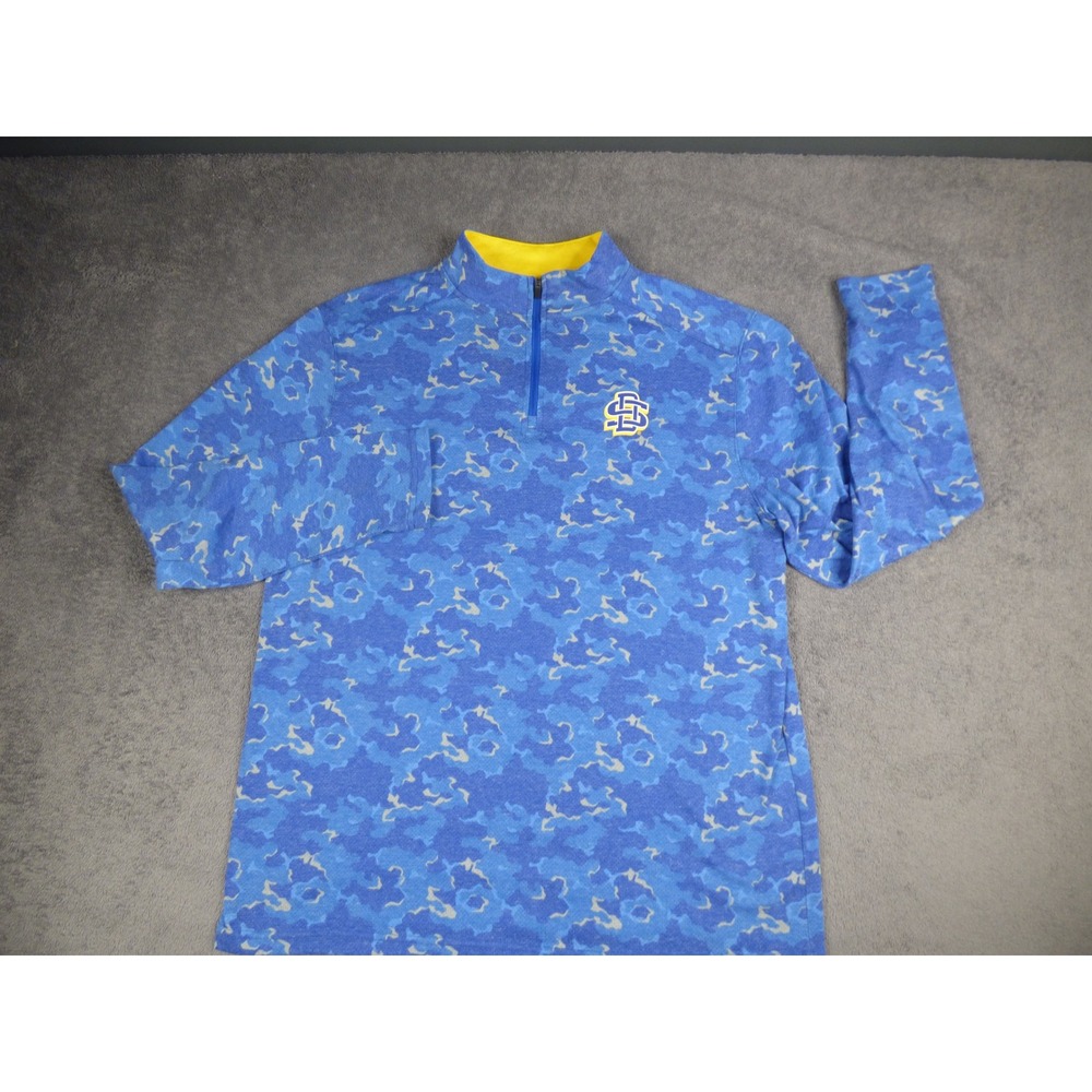 SDSU Jackrabbits Mens Quarter Zip Pullover Blue Camo Size M Colosseum